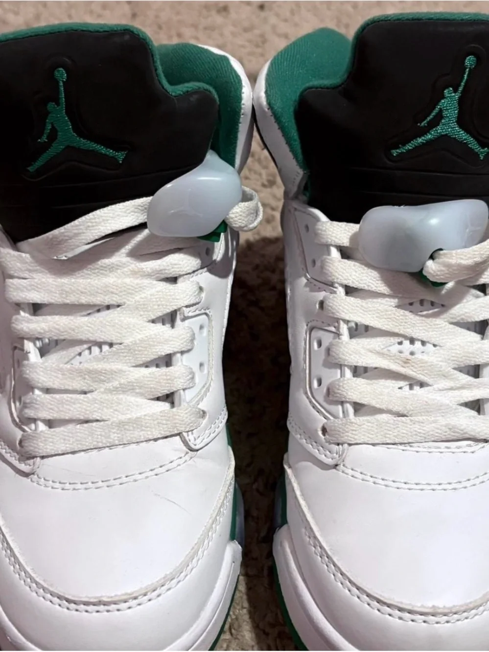 Air jordan 5’s lucky green White and Green Retro Basketball Sneakers